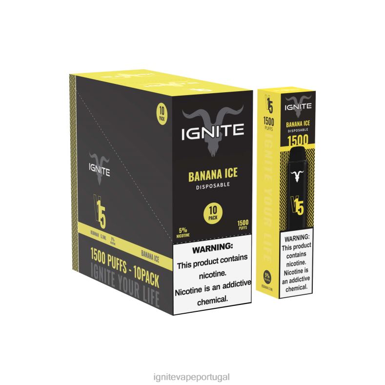 IGNITE V15 caneta vape pacote com 10 gelo de banana 04RDB11 | Ignite Vape Portugal