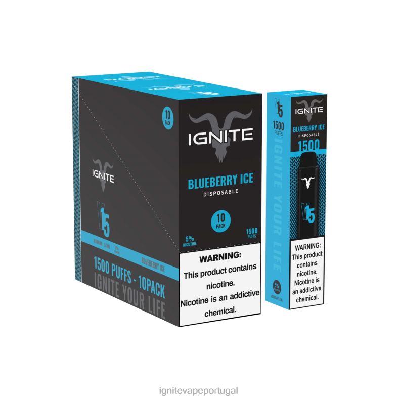 IGNITE V15 caneta vape pacote com 10 gelo de mirtilo 04RDB97 | Pod DescartÃ¡vel Ignite