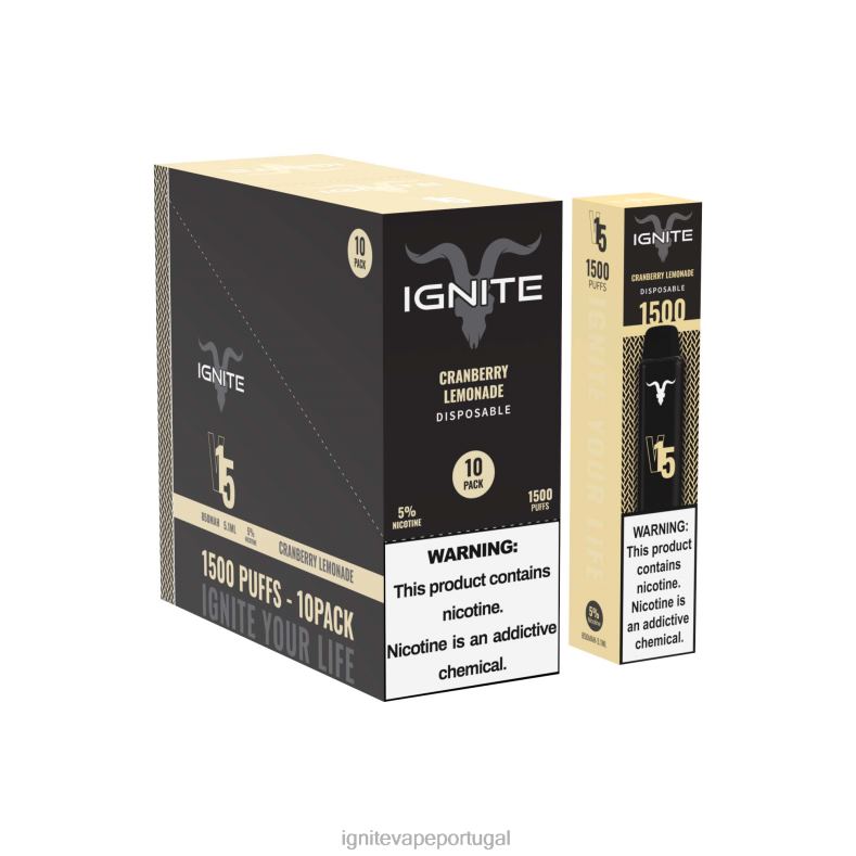 IGNITE V15 caneta vape pacote com 10 limonada de cranberry 04RDB99 | Ignite Loja