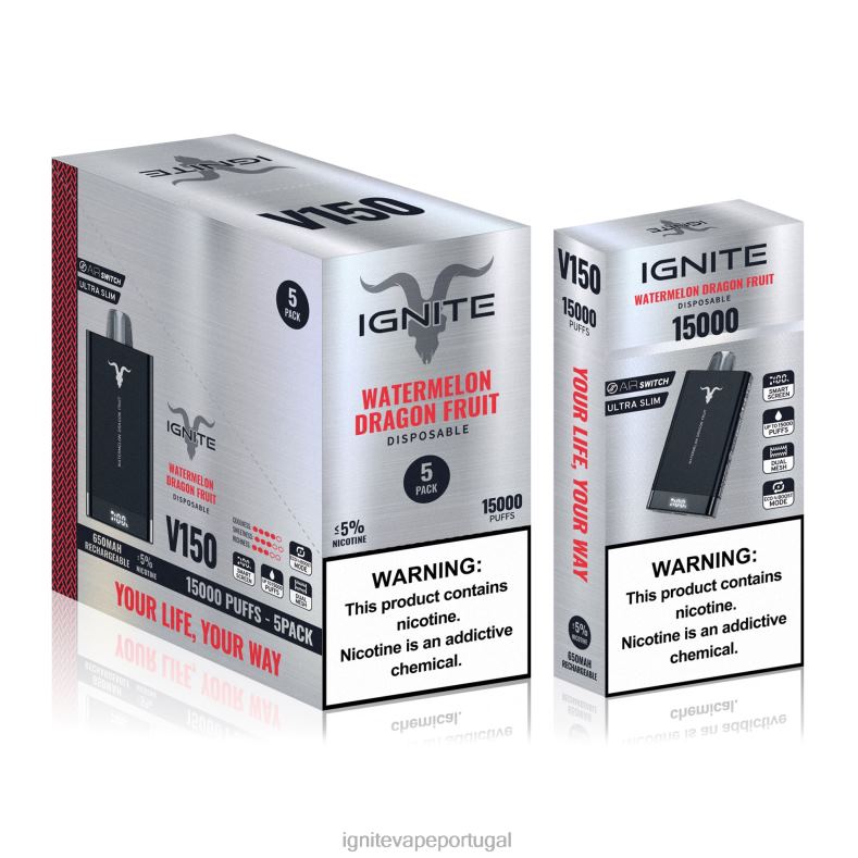 IGNITE V150 caneta vape pacote com 5 fruta do dragão melancia 04RDB93 | Ignite Pod Portugal