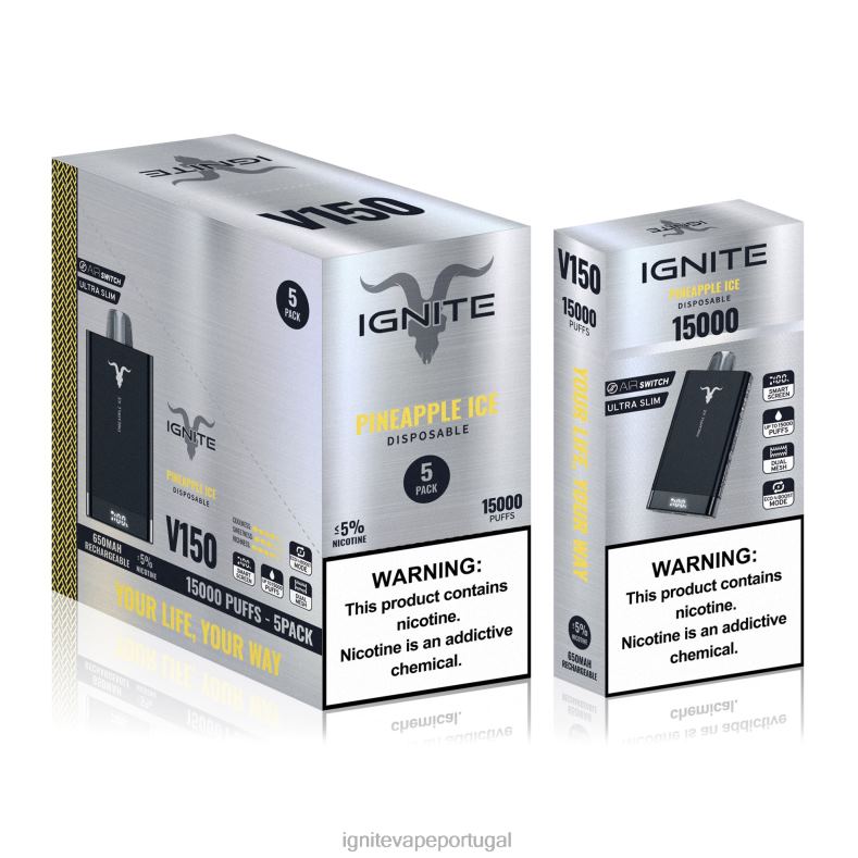 IGNITE V150 caneta vape pacote com 5 gelo de abacaxi 04RDB89 | Ignite Loja