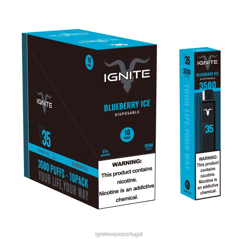 IGNITE V35 caneta vape pacote com 10 gelo de framboesa azul 04RDB120 | Vape Ignite PreÃ§o
