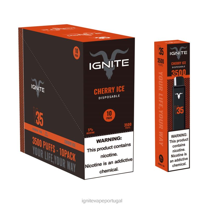 IGNITE V35 caneta vape pacote com 10 hortelã gelada 04RDB123 | Ignite Pod Portugal