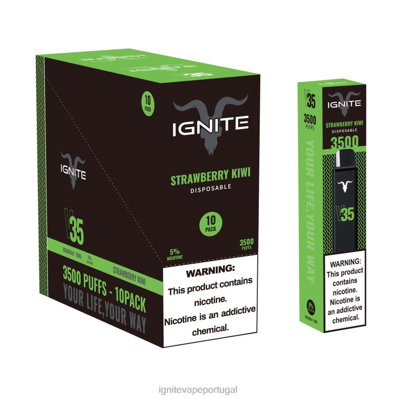 IGNITE V35 caneta vape pacote com 10 kiwi morango 04RDB127 | Pod DescartÃ¡vel Ignite