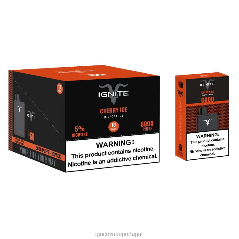 IGNITE V60 caneta vape pacote com 10 gelo de cereja 04RDB17 | Pod DescartÃ¡vel Ignite