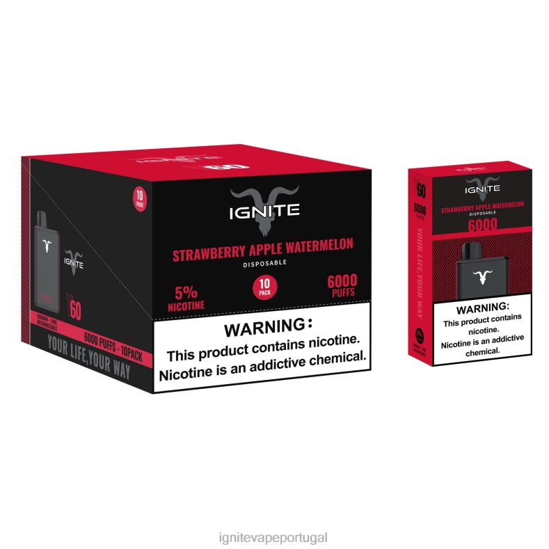 IGNITE V60 caneta vape pacote com 10 gelo de uva 04RDB18 | Ignite Cigarro Eletronico