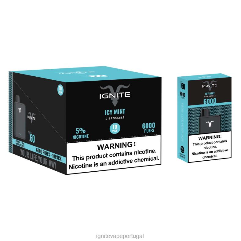 IGNITE V60 caneta vape pacote com 10 hortelã gelada 04RDB20 | Vape Ignite PreÃ§o