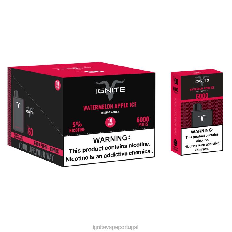 IGNITE V60 caneta vape pacote com 10 manga pêssego 04RDB21 | Ignite Vape Portugal