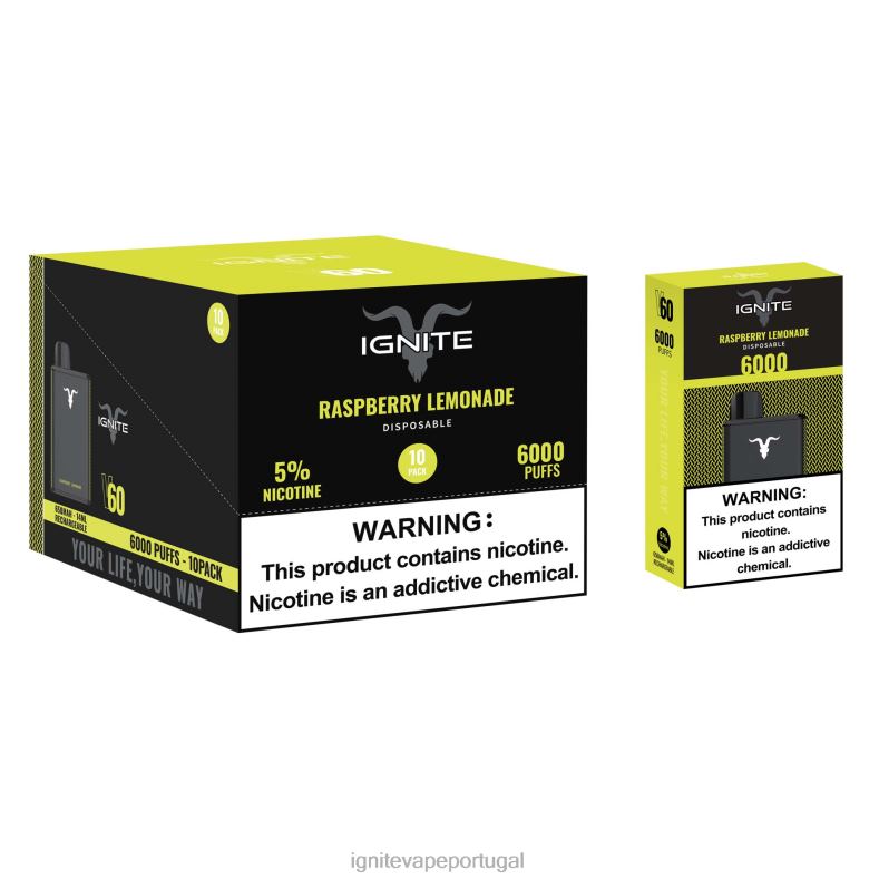 IGNITE V60 caneta vape pacote com 10 melancia, maçã, morango 04RDB25 | Ignite Vape Valor