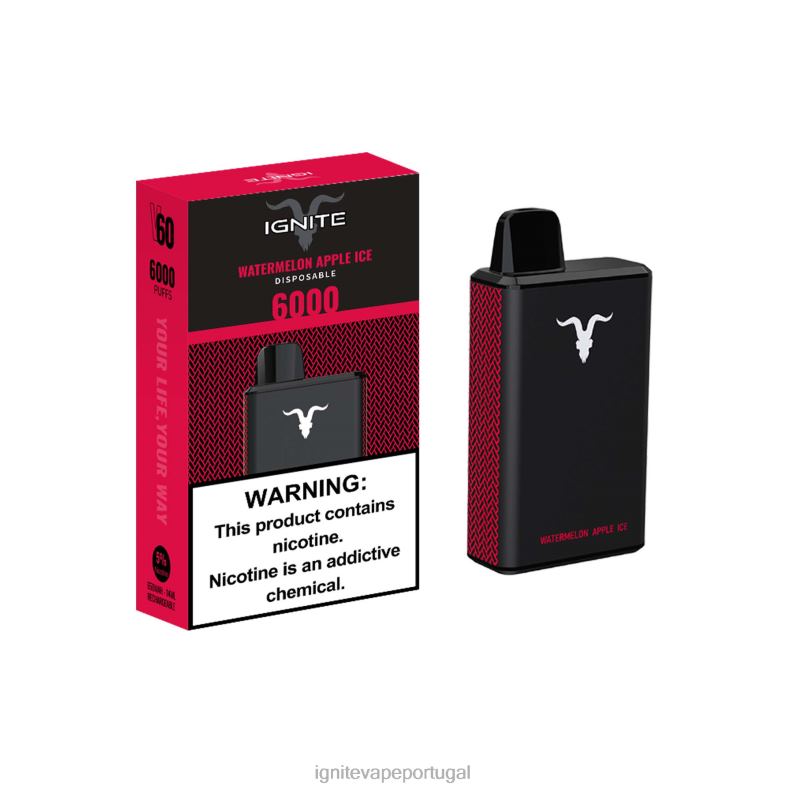 IGNITE V60 caneta vaporizadora gelo de melancia e maçã 04RDB39 | Ignite Loja