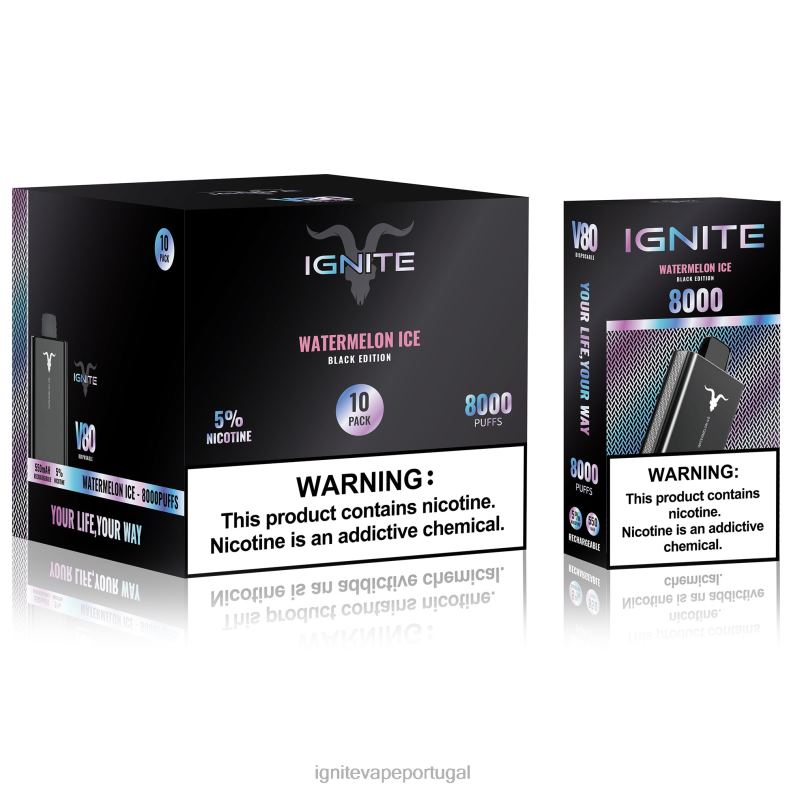 IGNITE V80 caneta vape pacote com 10 gelo de banana 04RDB53 | Ignite Pod Portugal