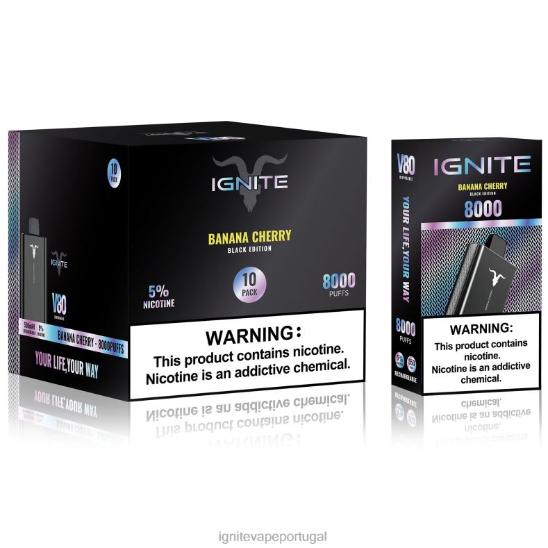 IGNITE V80 caneta vape pacote com 10 gelo de banana 04RDB53 | Ignite Pod Portugal