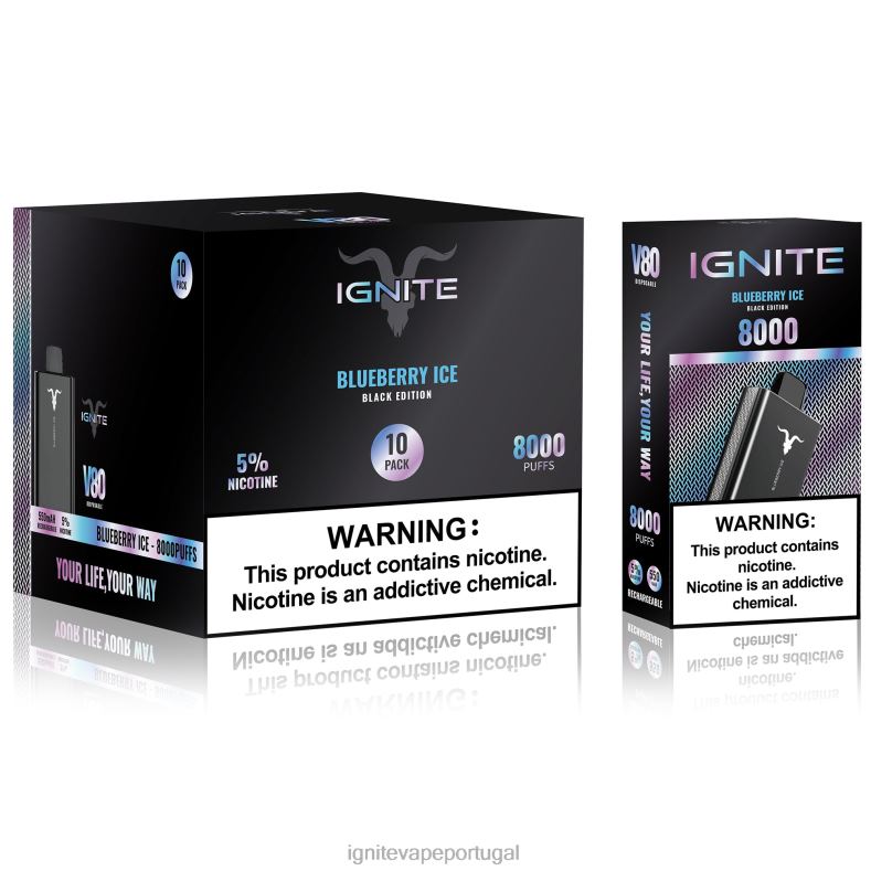 IGNITE V80 caneta vape pacote com 10 gelo de banana 04RDB53 | Ignite Pod Portugal