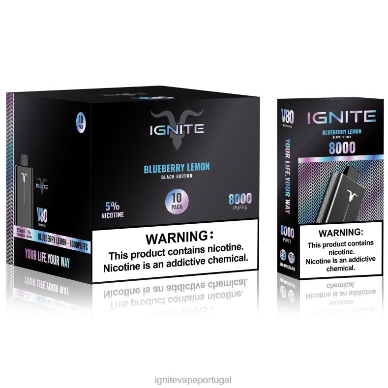 IGNITE V80 caneta vape pacote com 10 gelo de banana 04RDB53 | Ignite Pod Portugal
