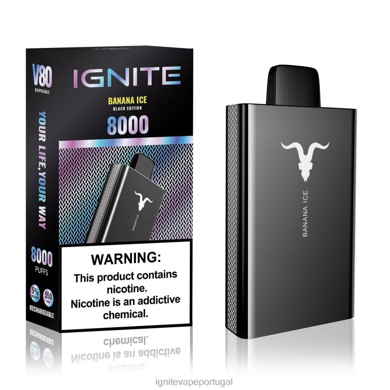 IGNITE V80 caneta vaporizadora gelo de banana 04RDB40 | Vape Ignite PreÃ§o