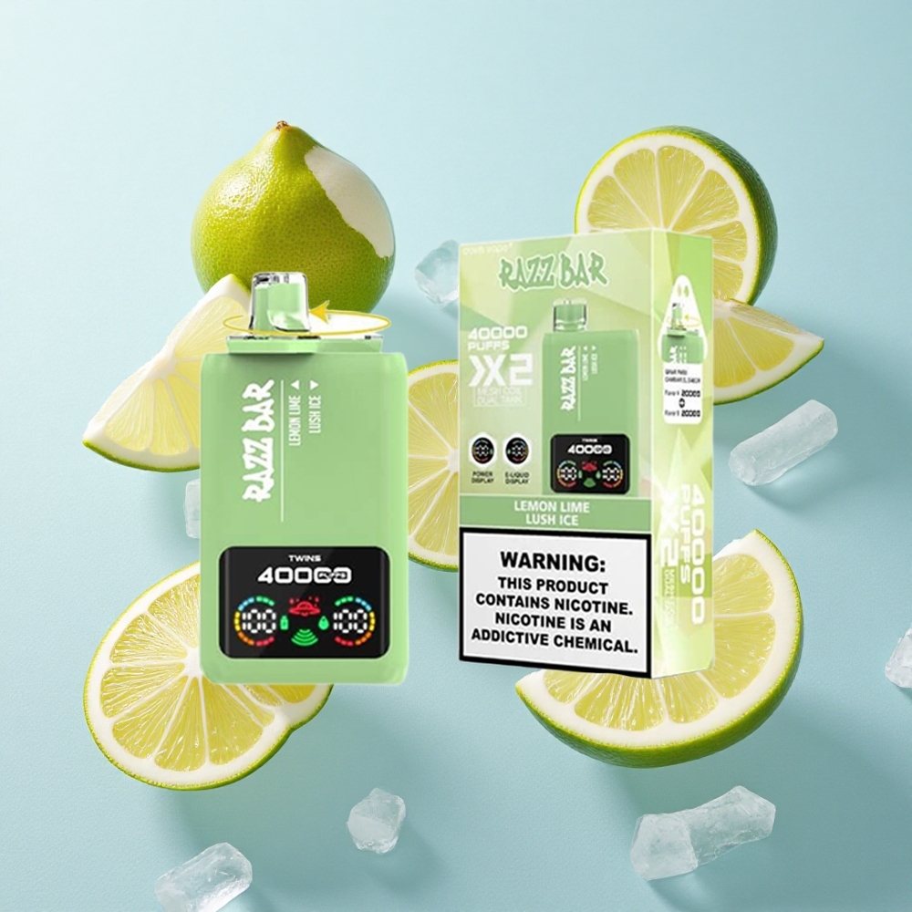 Limão Lima & Gelo Refrescante Razz Bar 40000 Puffs Tipo-C 2% 5% Nicotina