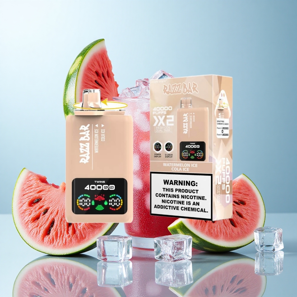 Melancia Ice_Cola Ice Razz Bar 40000 Puffs Display de Tela de Potência Porta Tipo-C