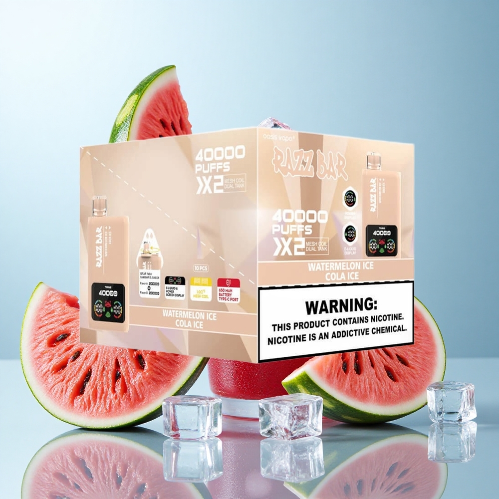 Melancia Ice_Cola Ice Razz Bar 40000 Puffs Display de Tela de Potência Porta Tipo-C