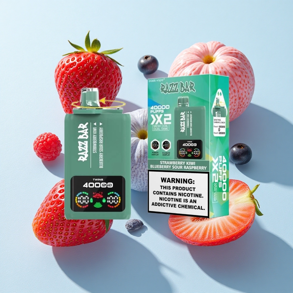 Morango Kiwi_Mirtilo Framboesa Azeda Razz Bar 40000 Puffs Tela de Potência Tipo-C Port