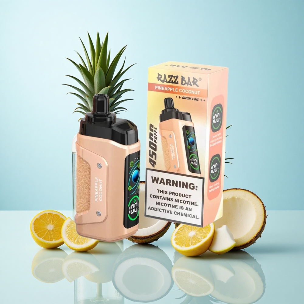 Abacaxi Coco Razz Bar 45000 Puffs Vape Descartável com Bobina Mesh 1.0 Ohm