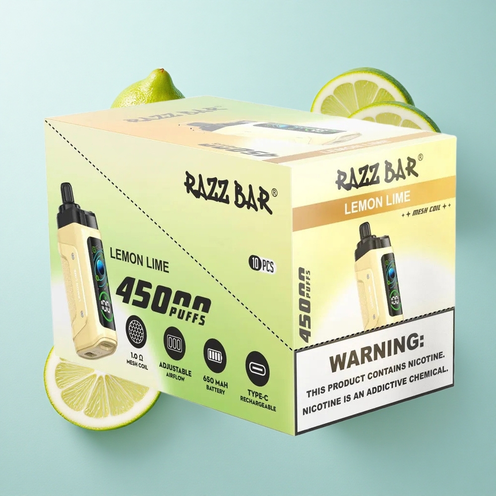 Limão Lima Razz Bar 45000 Puffs com Bobina Mesh 1.0 Ohm