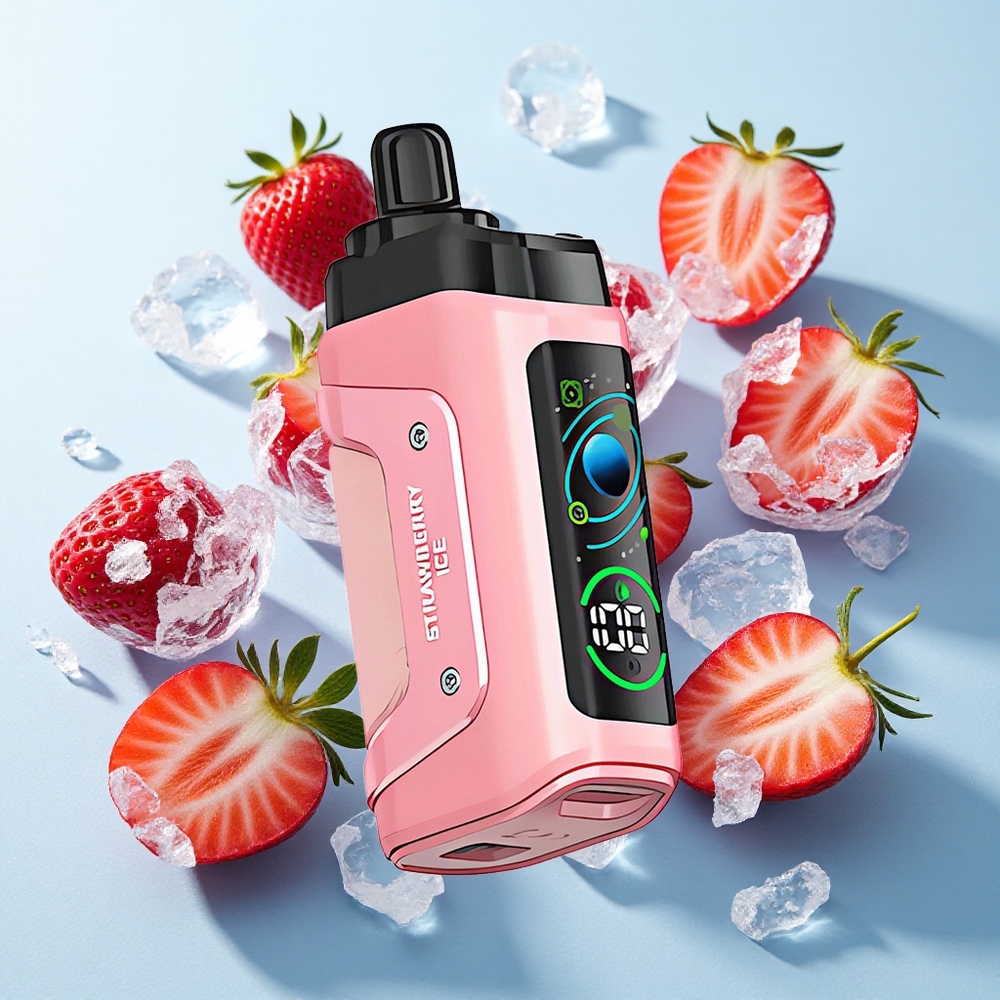 Morango Gelo Razz Bar 45000 Puffs Recarregável Tipo-C 20 mg/ml