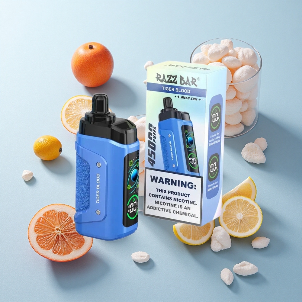 Sangue de Tigre Razz Bar 45000 Puffs Resistência Mesh 1.0 Ohm