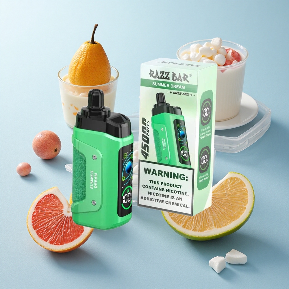 Sonho de Verão Razz Bar 45000 Puffs Recarregável Tipo-C com Bobina Mesh 1.0 Ohm