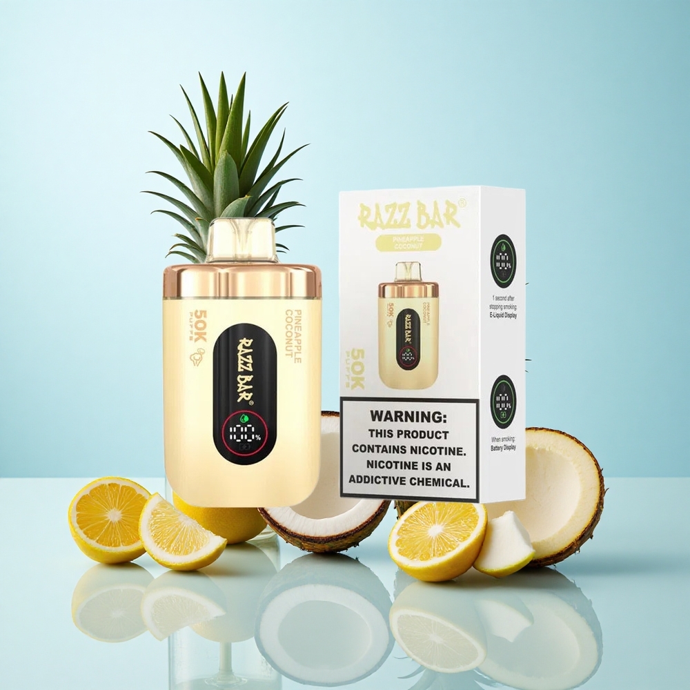 Abacaxi Coco Razz Bar 50K Puffs Recarregável Tipo-C 2% Nicotina