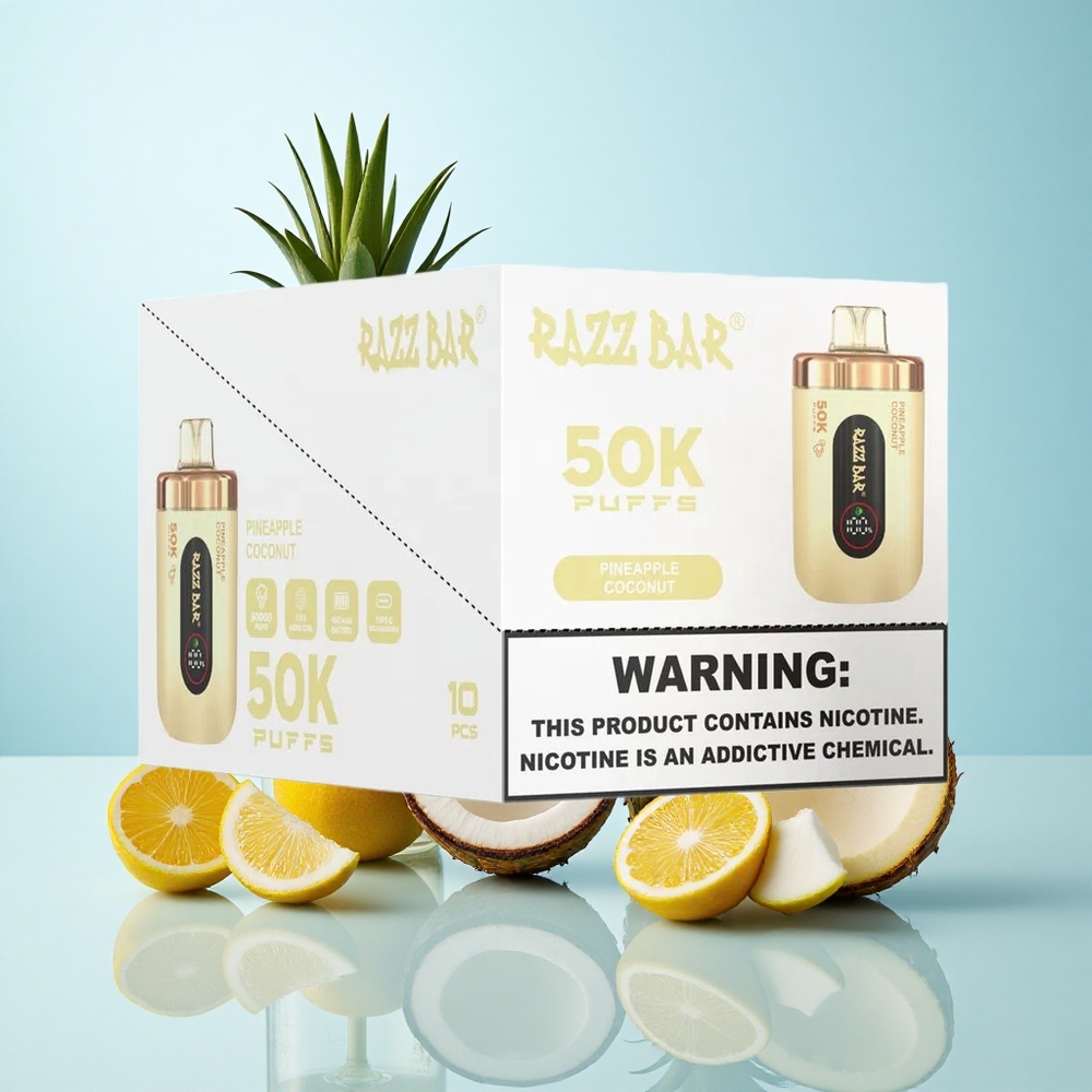 Abacaxi Coco Razz Bar 50K Puffs Recarregável Tipo-C 2% Nicotina
