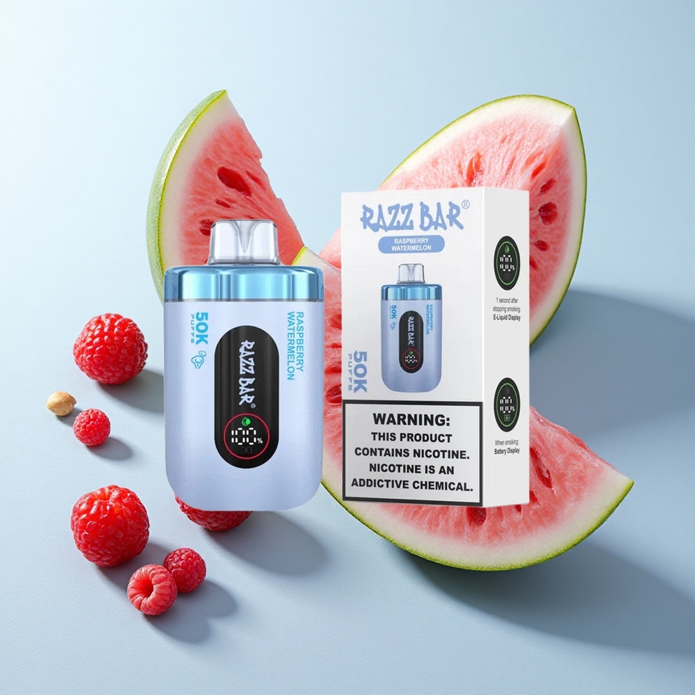 Framboesa Melancia Razz Bar 50K Sabores Recarregável via Type-C