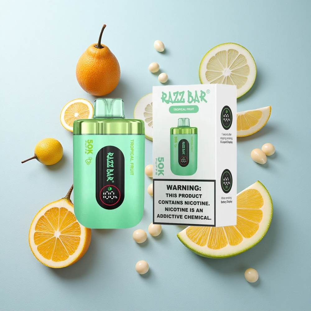 Fruta Tropical Razz Bar 50K Puffs Recarregável via Type-C