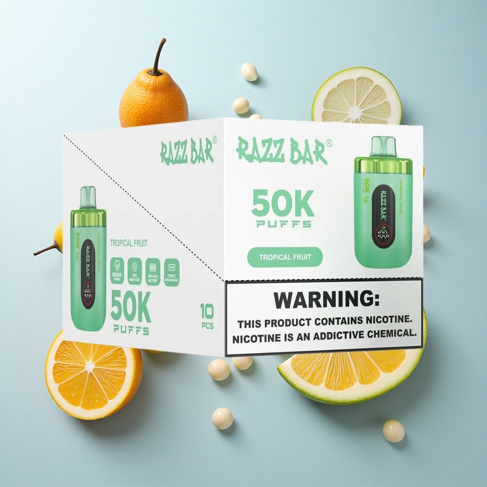 Fruta Tropical Razz Bar 50K Puffs Recarregável via Type-C