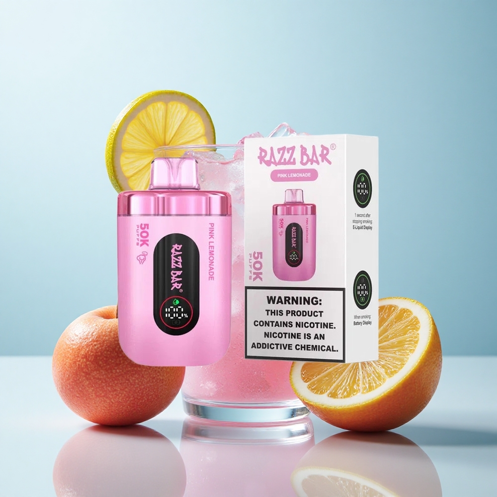 Limão Rosa Razz Bar 50K Puffs Recarregável via Type-C