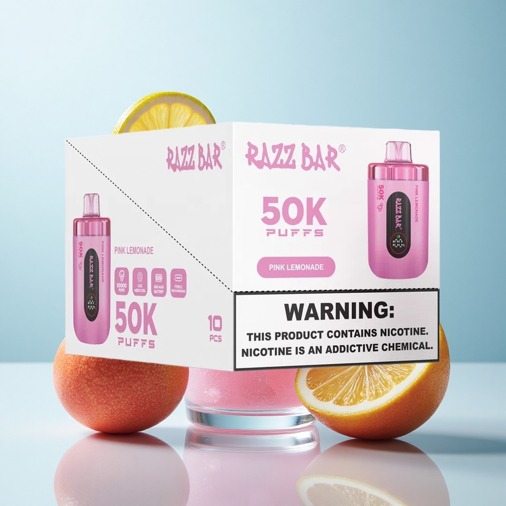 Limão Rosa Razz Bar 50K Puffs Recarregável via Type-C