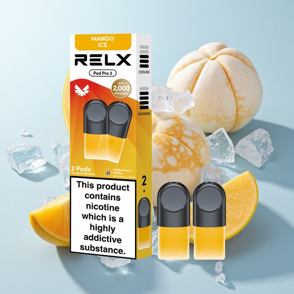 Manga Gelo RELX Pod Pro 2 com 1,8% Nicotina e 600 Puffs