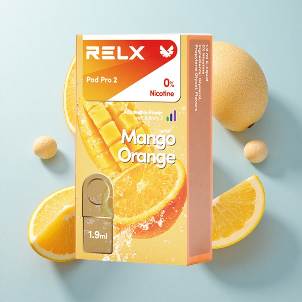 Manga Laranja RELX Pod Pro 2 0% Nicotina 600 Puffs
