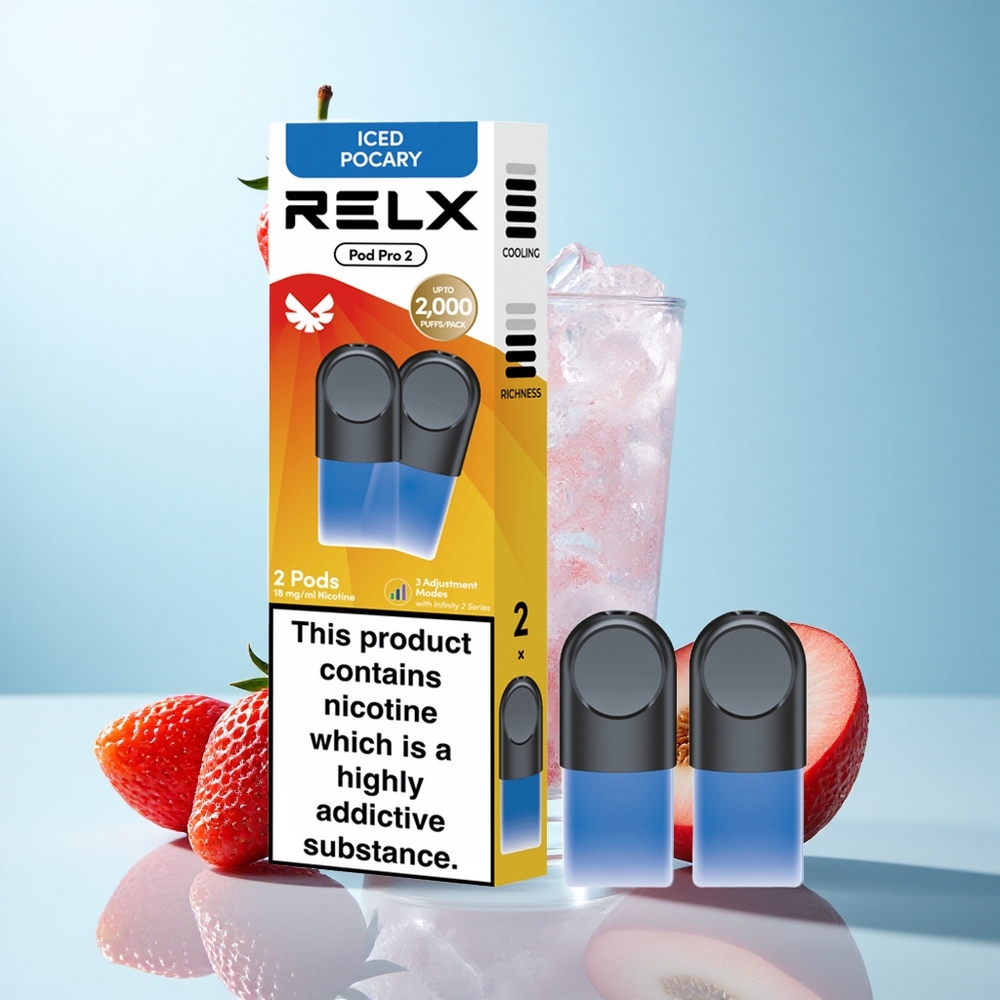 Sabor Bebida-Gelo Pocary RELX Pod Pro 2 com 1.8% Nicotina e 600 Puffs