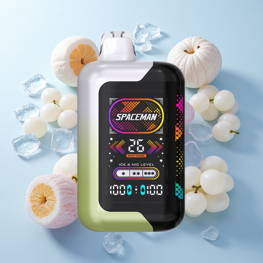 Uva Branca Gelada SMOK SPACEMAN SP40000 com 20ml de Líquido e Tela LED Ultra-Larga de 2.28"
